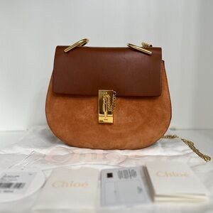 Chloe Drew Brown Leather and Suede Shoulder Bag Authentic